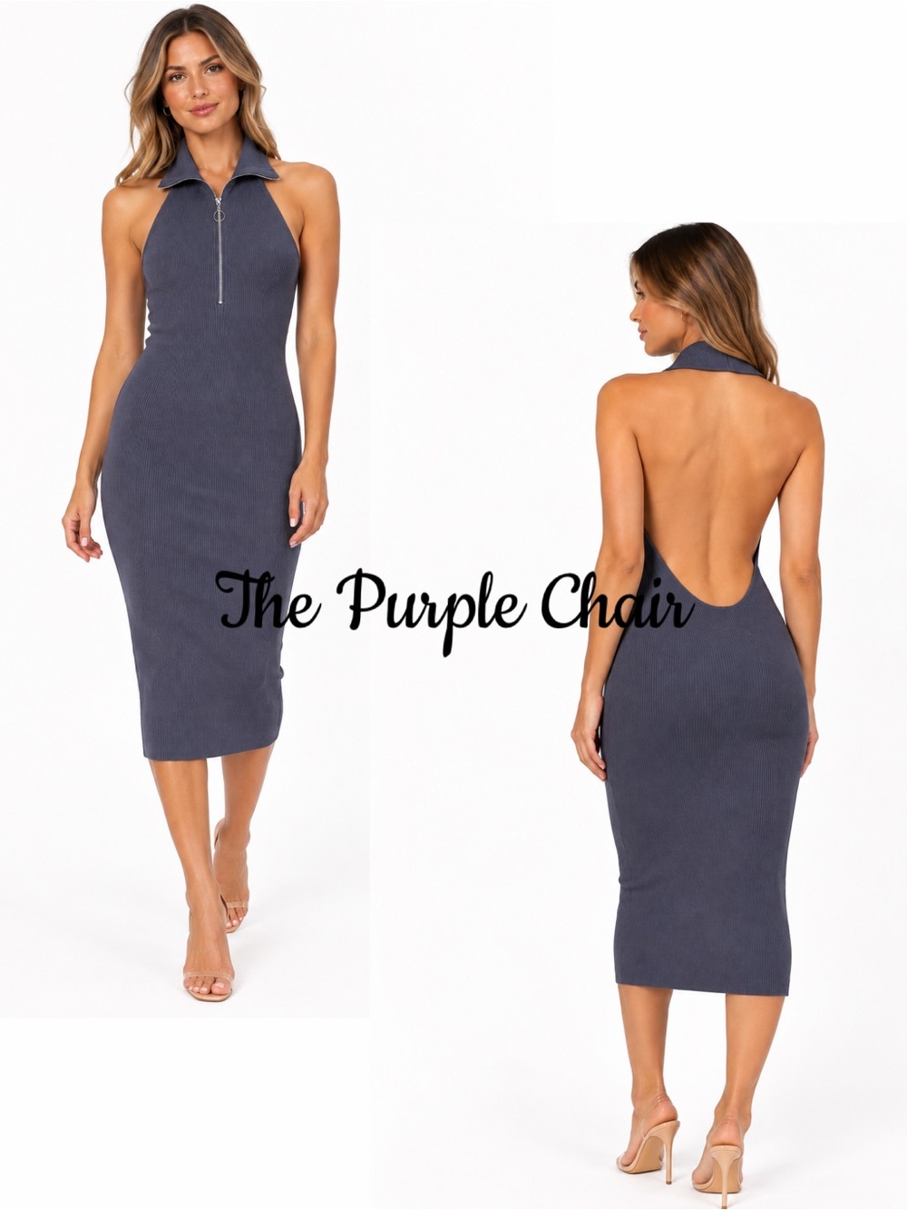 ET OCHS NWT Sleeveless Julia Ribbed Knit Backless Bodycon Midi Dress L
